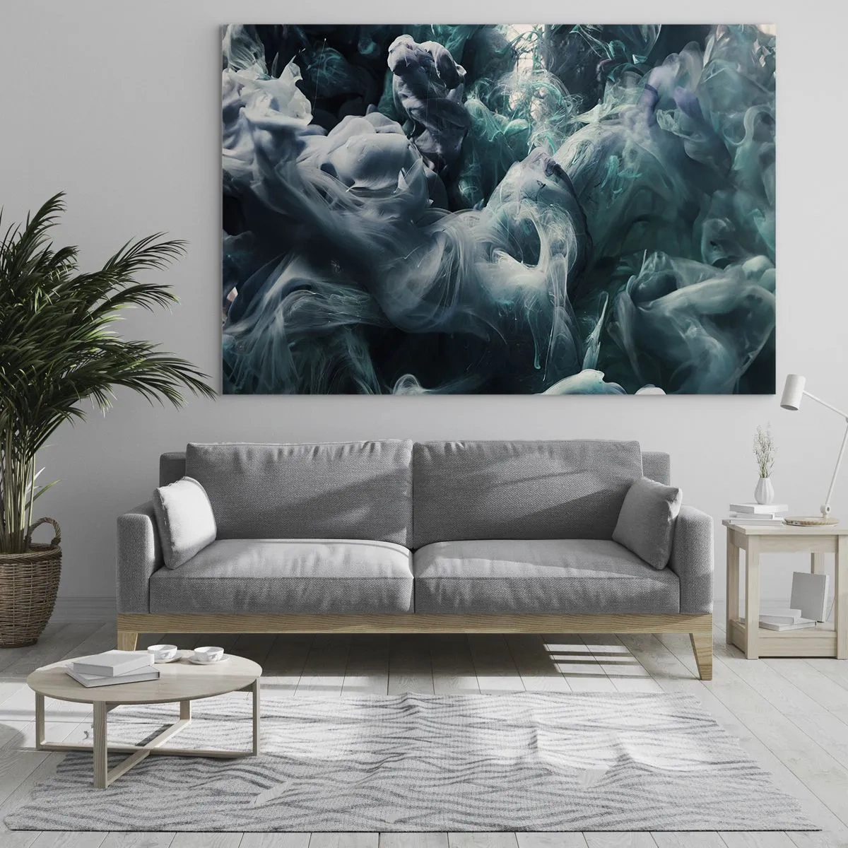 Tablou pe sticlă - Dansul vopselelor în apă creează forme abstracte - 70x50cm - Mișcarea culorilor - Decorațiune modernă pentru perete pentru living și dormitor ARTTOR