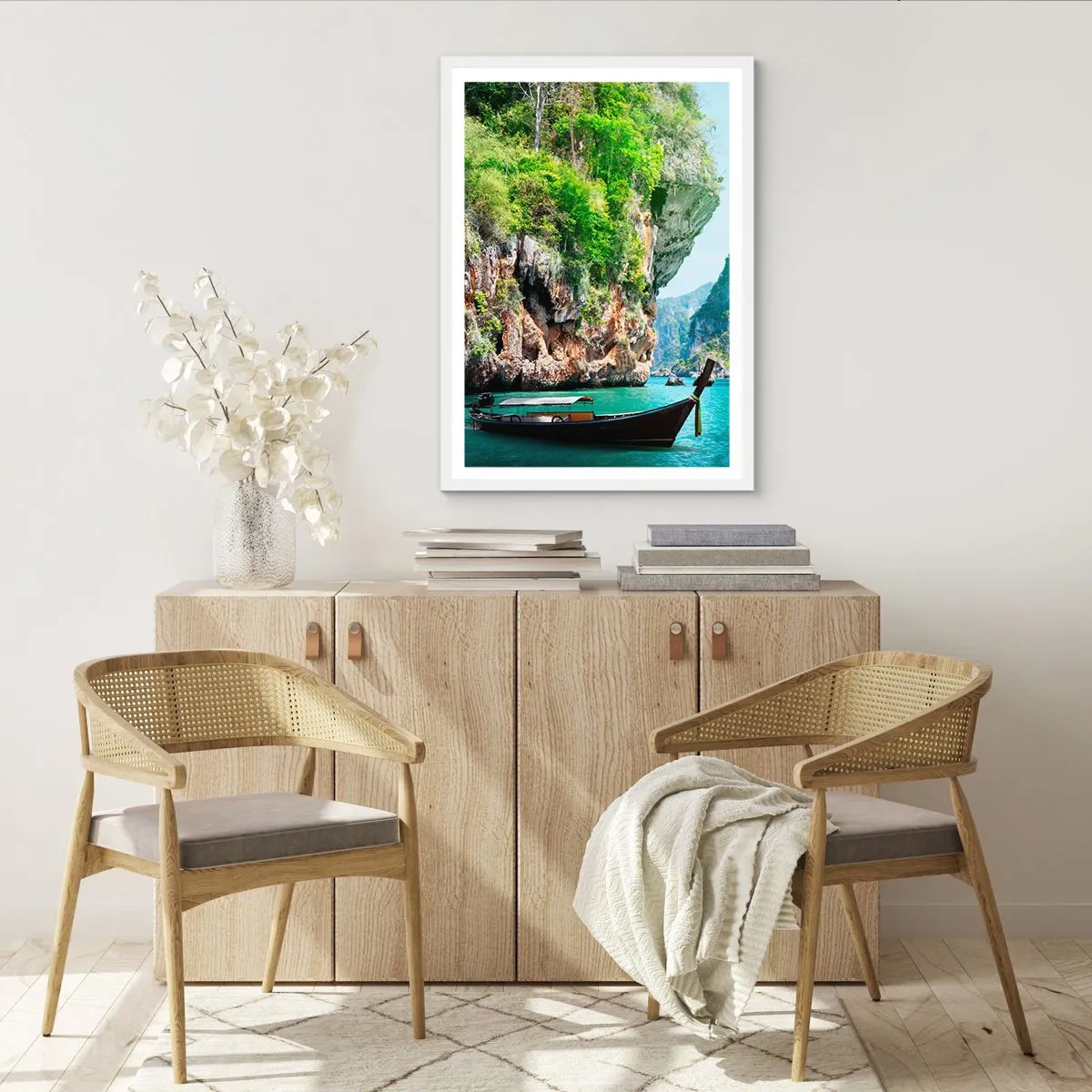 Poster în ramă albă - Invitație la o călătorie exotică - 70x100 cm