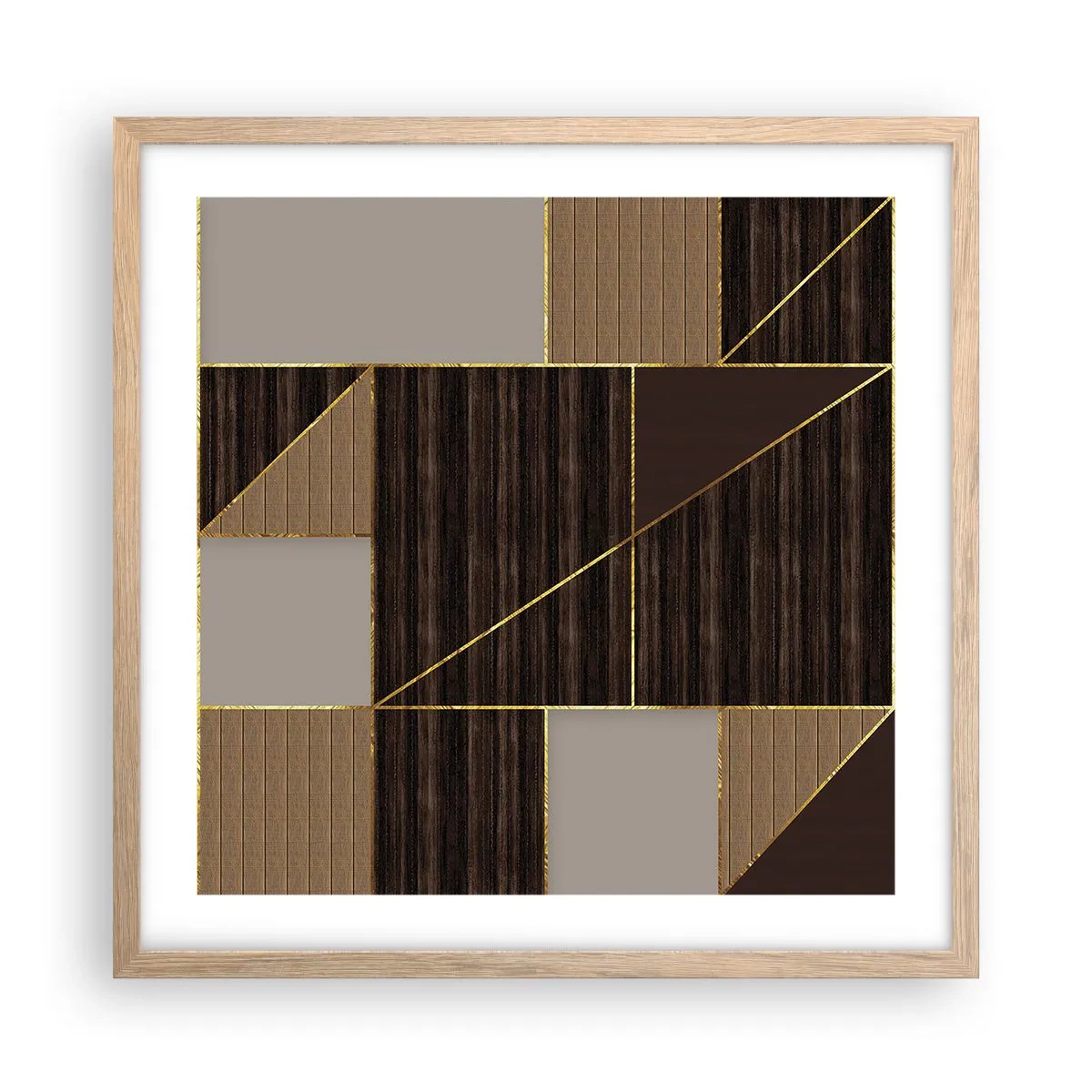 Poster în ramă de stejar deschis - Un mozaic de maro și auriu - 50x50 cm
