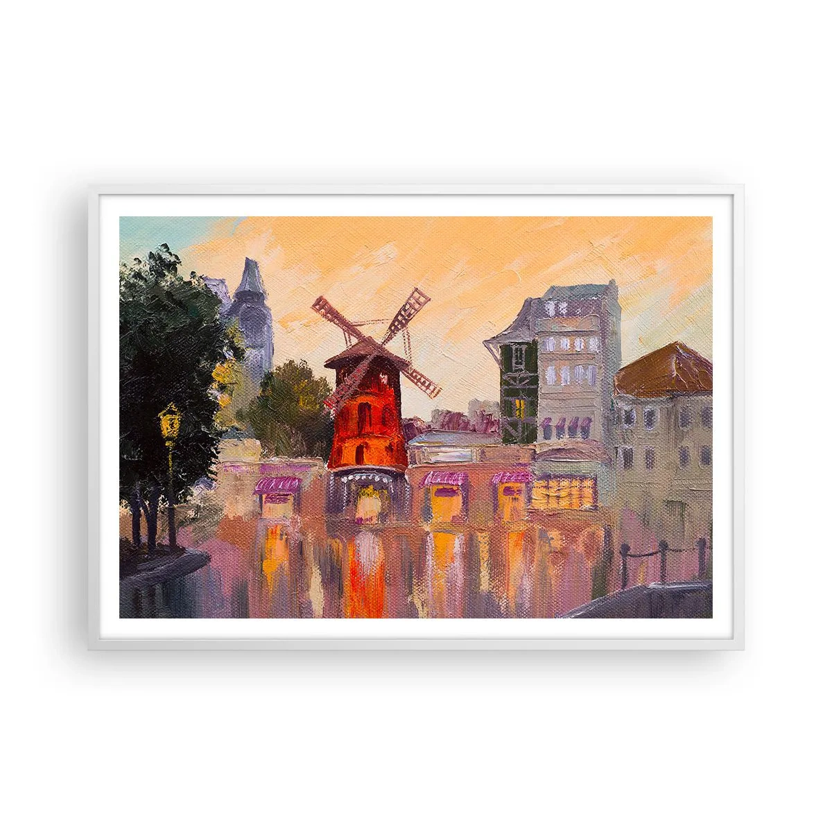 Poster în ramă albă - Icoane pariziene - Moulin Rouge - 100x70 cm