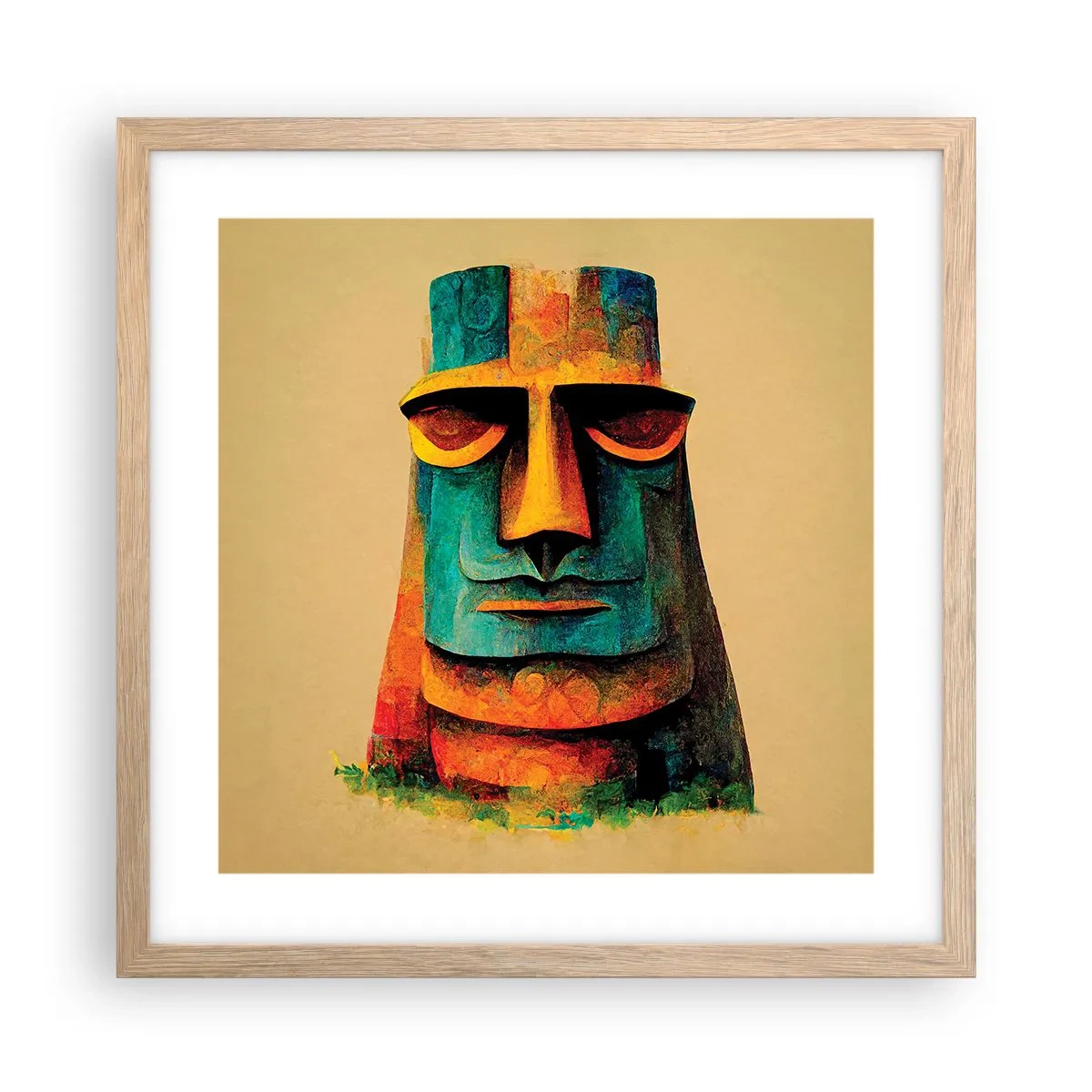 Poster în ramă de stejar deschis - Statuie, dar simpatică - 40x40 cm