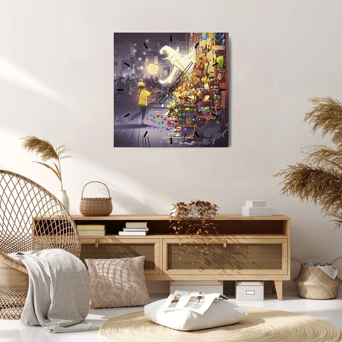 Ceas de perete - Ceas pe sticlă - Vrăjitoria există - 40x40 cm