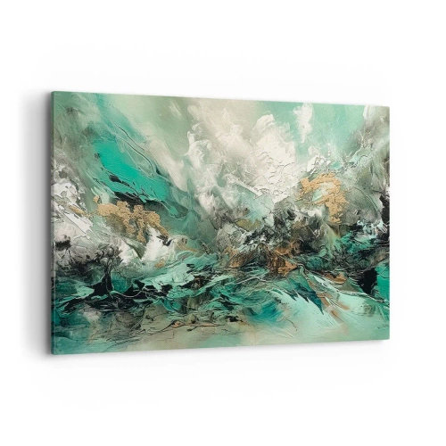 Tablou pe pânză - Fierbere negru-smarald - 100x70 cm