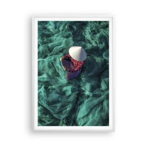 Poster în ramă albă - Într-o mare de rețea - 70x100 cm