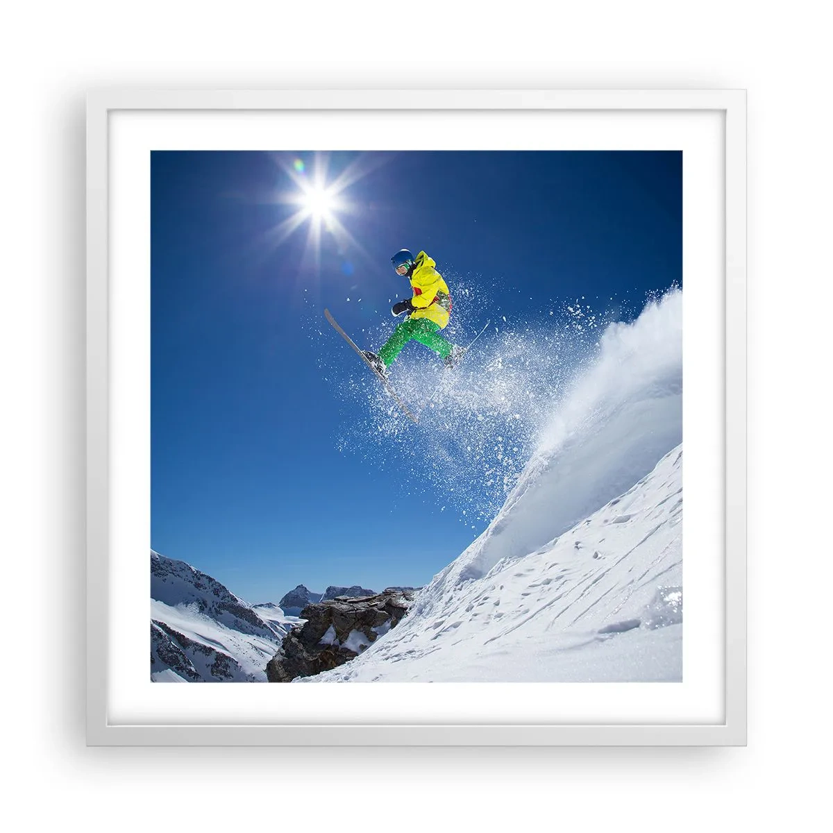 Poster în ramă albă - Dansând cu munții - 50x50 cm