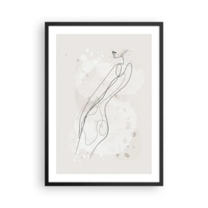Poster în ramă neagră - Siluetă feminină minimalistă cu elemente abstracte - 50x70cm - Să rătăcești cu privirea - Decorațiune modernă pentru perete pentru living și dormitor ARTTOR