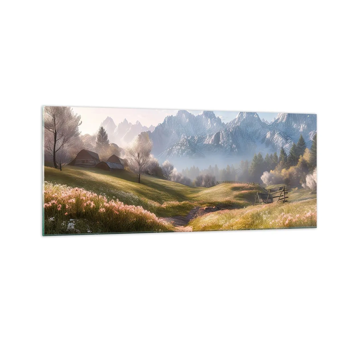 Tablou pe sticlă - Valea idilică - 100x40 cm
