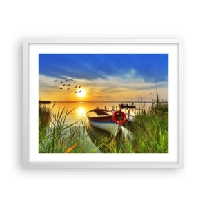 Poster în ramă albă - Cormoranii pleacă deja - 50x40 cm