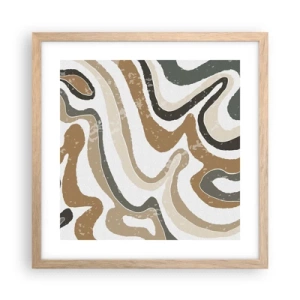 Poster în ramă de stejar deschis - Meandrele culorilor pământului - 40x40 cm