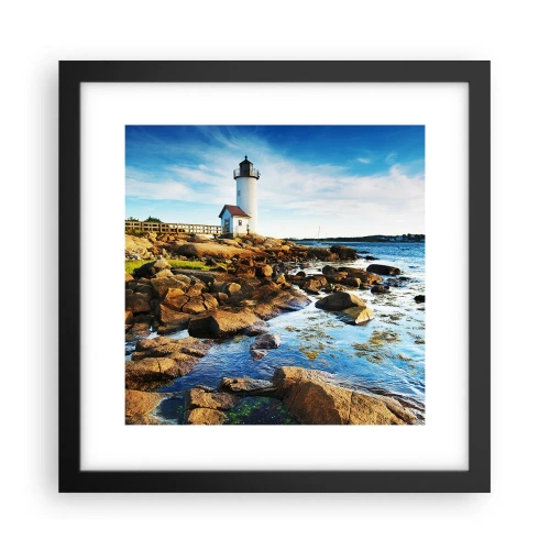 Poster în ramă neagră - Întoarce-te acasă fericit, te aștept cu nerăbdare - 30x30 cm