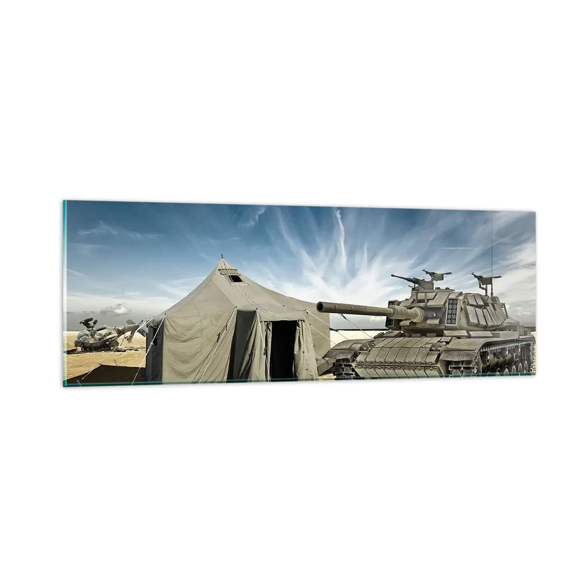 Tablou pe sticlă - Un vis militar - 90x30 cm