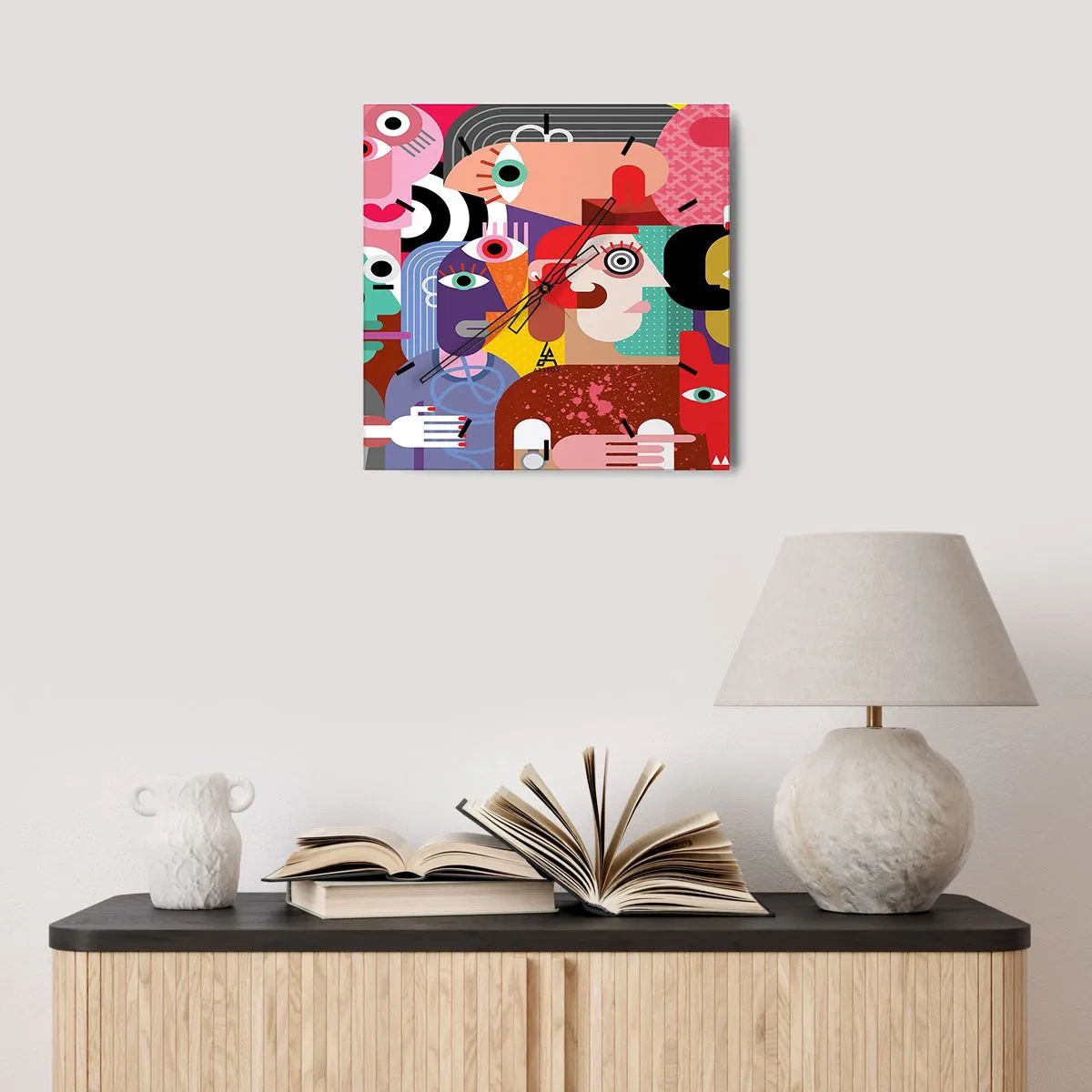 Ceas de perete - Ceas pe sticlă - Am venit de la domnul Picasso - 30x30 cm