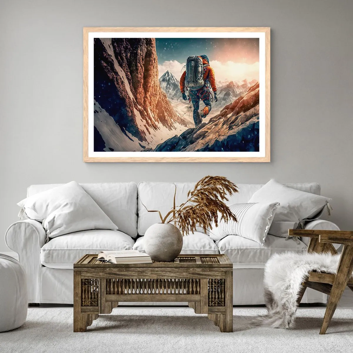 Poster în ramă de stejar deschis - Războinic singuratic - 40x30 cm