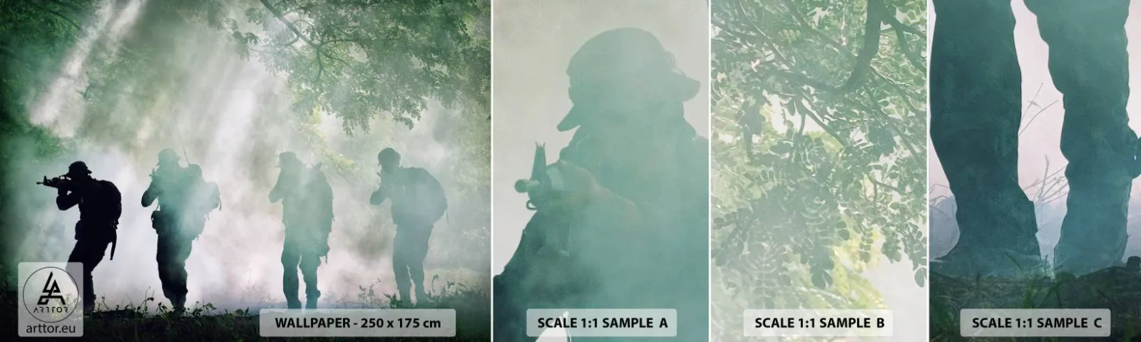 Mostră de Tapet Standard Eco - Unul pentru toți... - Soldat, Armă, Puşcă - 100x30 cm