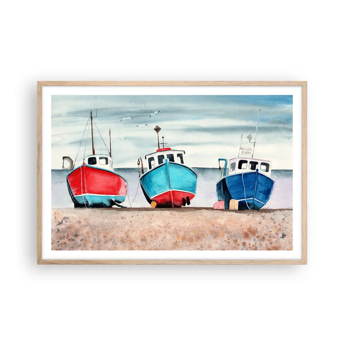 Poster în ramă de stejar deschis - Gata pentru pescuit - 91x61 cm