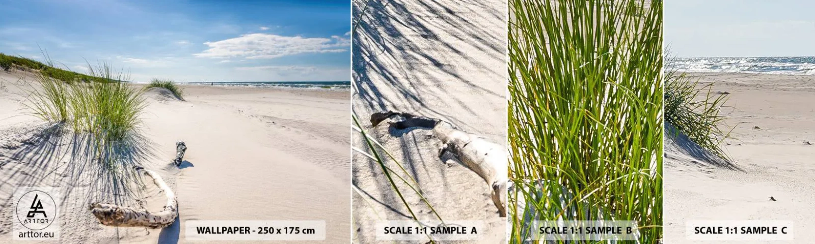 Mostră tapet autocolant Deluxe Sticker - Cea mai frumoasă? Baltică - Mare, plajă, Dună - 100x30 cm