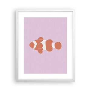 Poster în ramă albă - Coralul îi vine bine - 40x50 cm