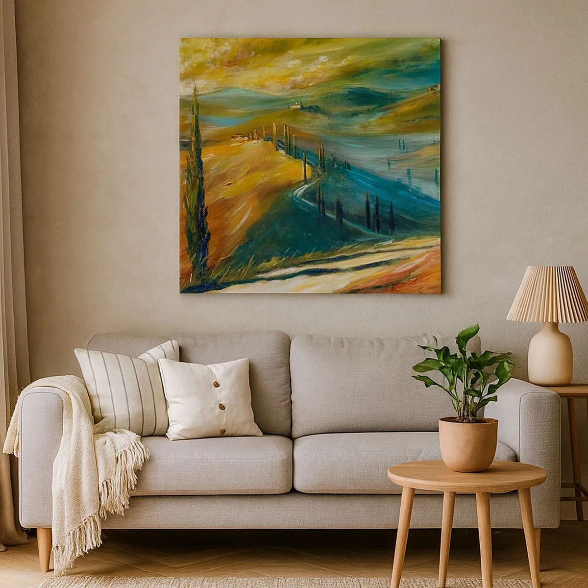 Tablou pe pânză - Peisaj toscan - 30x30 cm