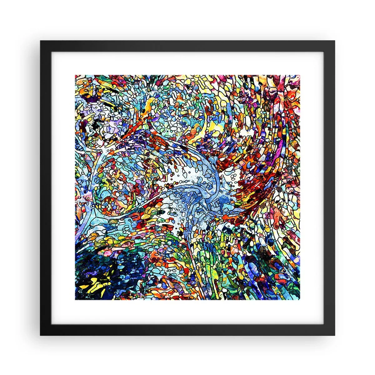 Poster în ramă neagră - Vitraliu de picături - 40x40 cm