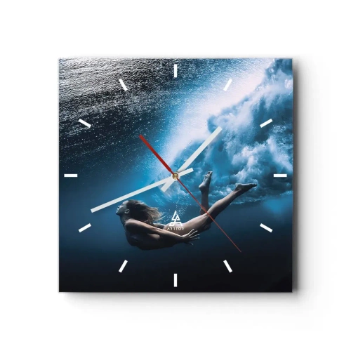 Ceas de perete - Ceas pe sticlă - Sirena modernă - 30x30 cm