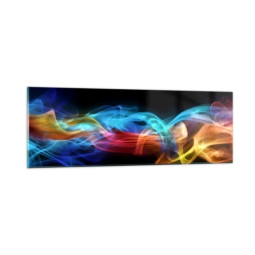 Tablou pe sticlă - Dansul curcubeului în brumă - 90x30 cm