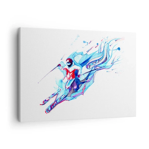 Tablou pe pânză Canvas - Călăreț abstract în culori dinamice - 70x50cm - Graba nebună după bucurie - Decorațiune modernă pentru perete pentru living și dormitor ARTTOR