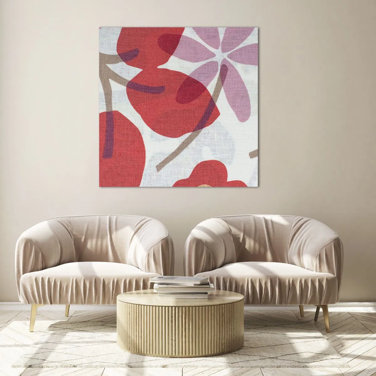 Tablou pe sticlă - Aranjament floral în roz - 50x50 cm