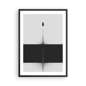 Poster în ramă neagră - Abstracție minimalistă cu o rachetă pe un fundal divizat - 50x70cm - Direct la țintă - Decorațiune modernă pentru perete pentru living și dormitor ARTTOR