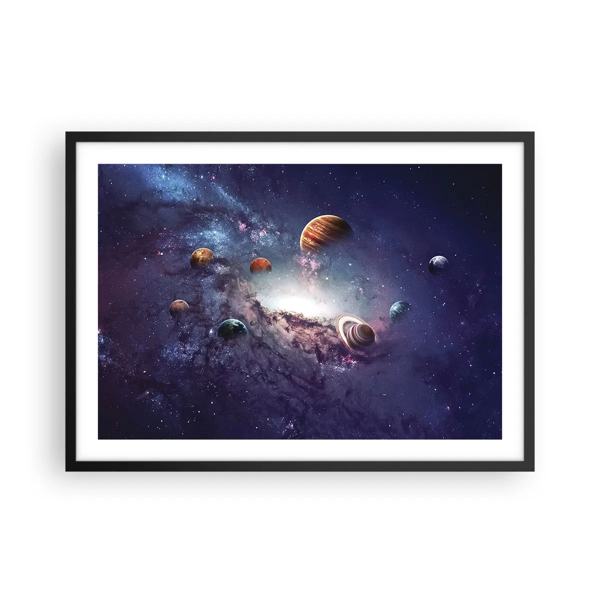 Poster în ramă neagră - Sistemul de dans solar - 70x50 cm
