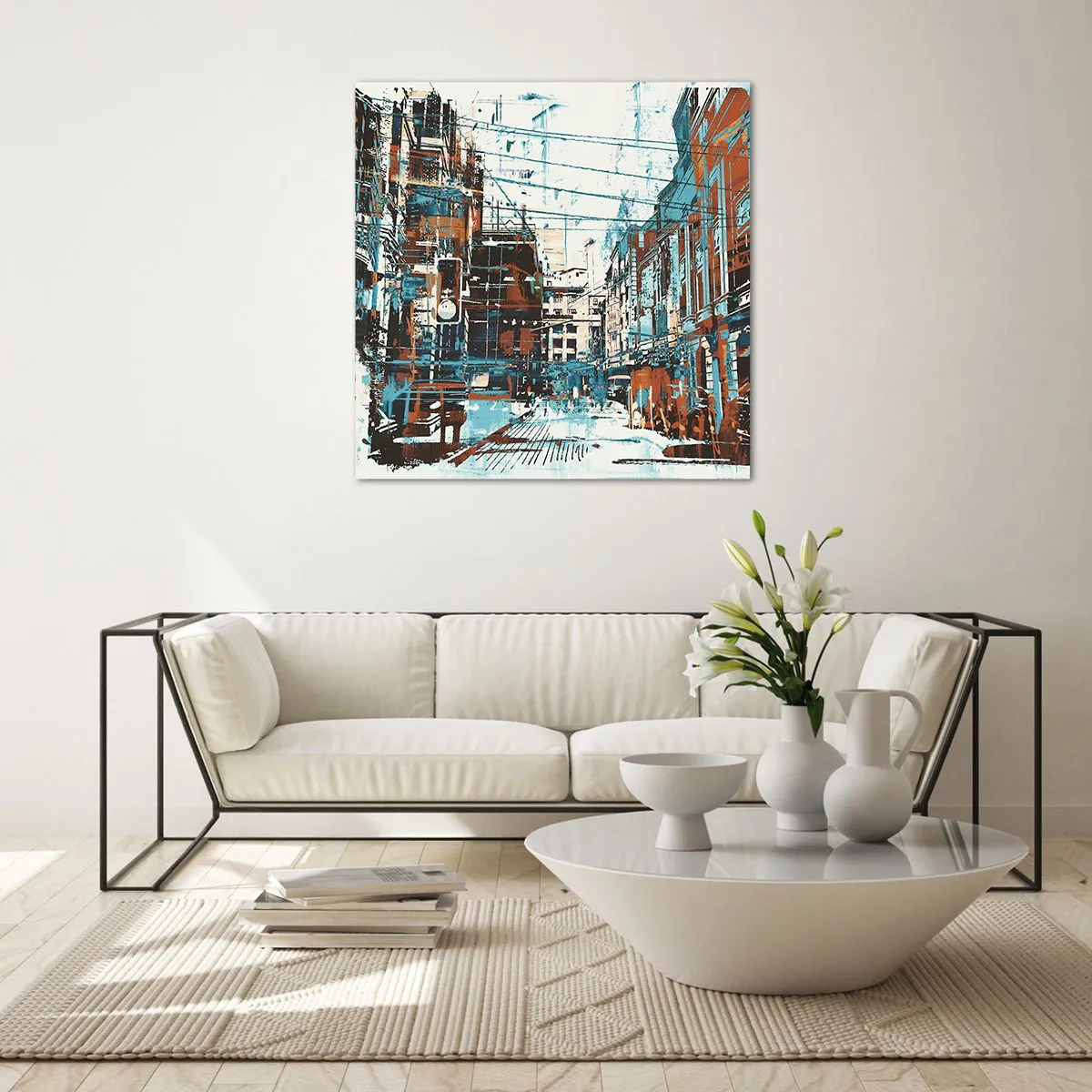 Tablou pe sticlă - Un traseu printr-un oraș binecunoscut - 60x60 cm