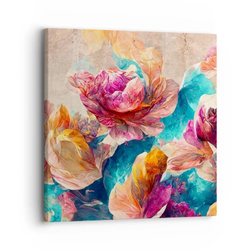 Tablou pe pânză - Splendoarea colorată a buchetului de flori - 30x30 cm