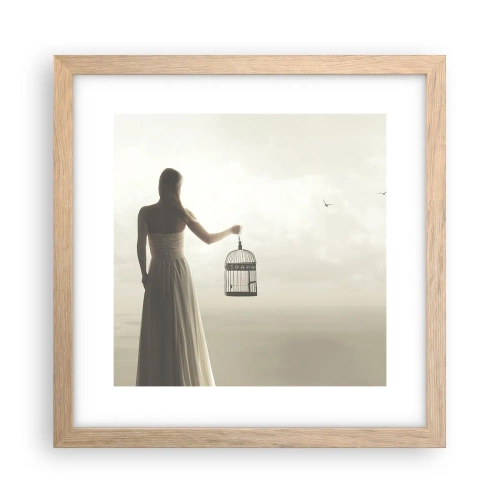 Poster în ramă de stejar deschis - Fii liberă - 30x30 cm