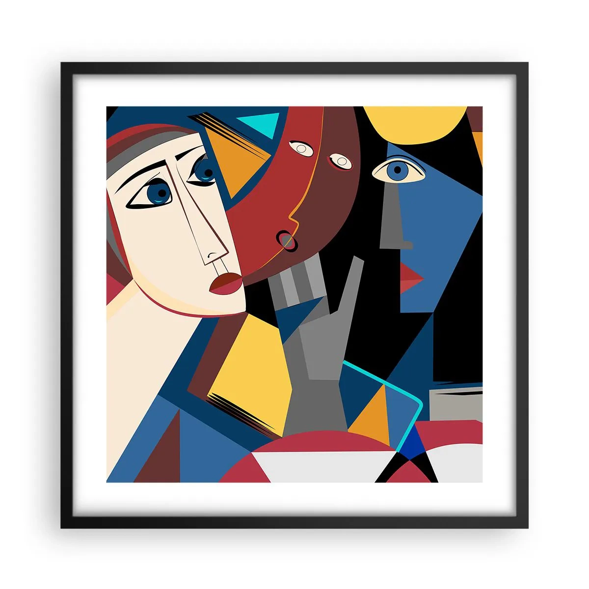 Poster în ramă neagră - Discuția cubiștilor - 50x50 cm