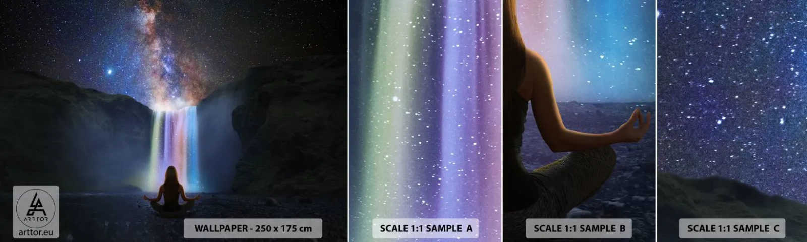 Mostră tapet autocolant Deluxe Sticker - Armonie absolută - Abstracția, Cascadă, Fantezie - 100x30 cm