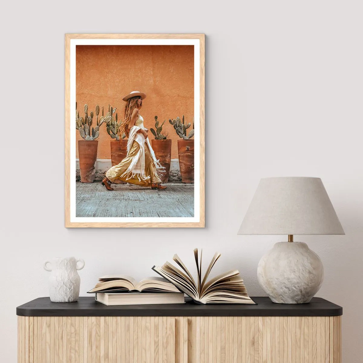 Poster în ramă de stejar deschis - În stilul hippie - 40x50 cm