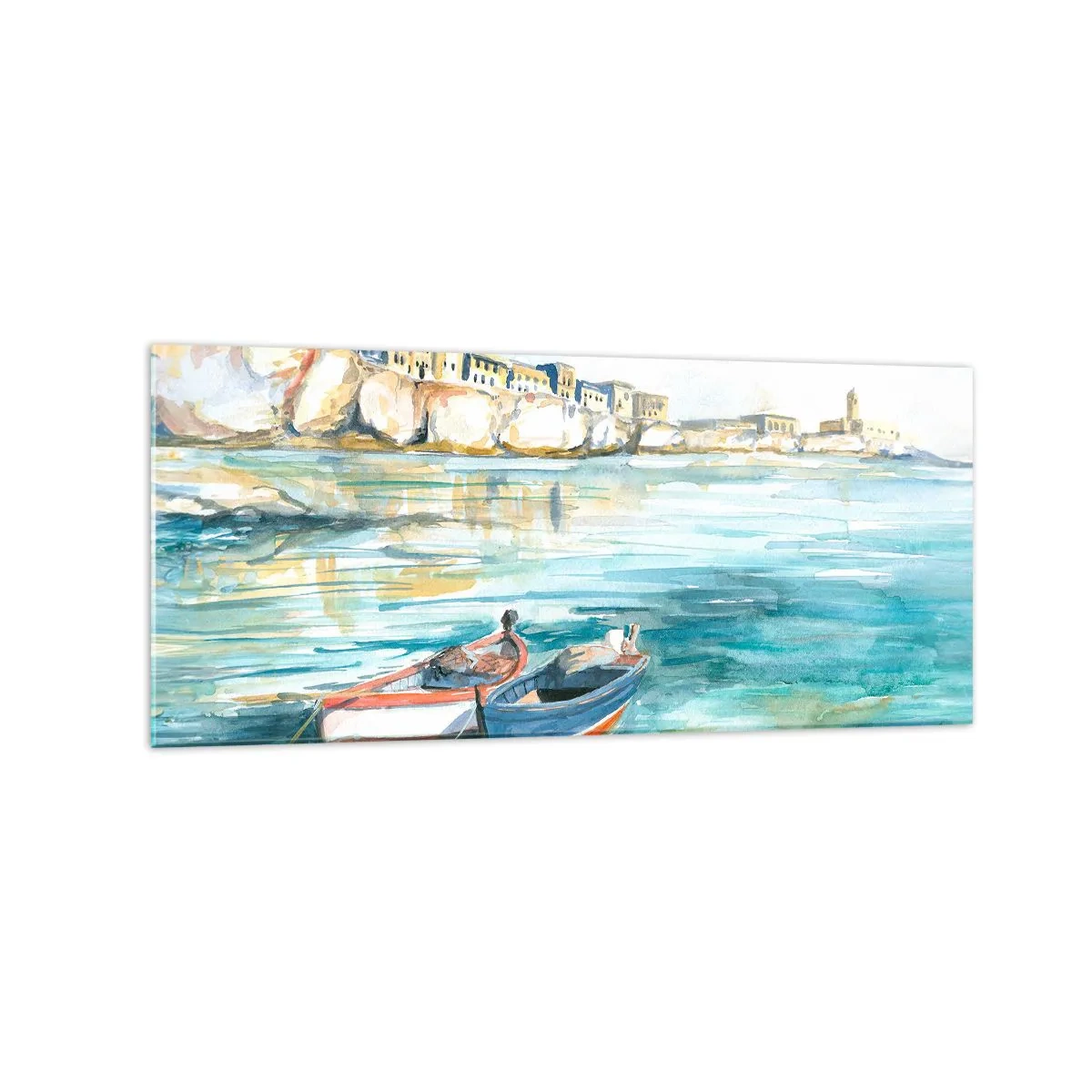 Tablou pe sticlă - Peisaj în azur - 120x50 cm