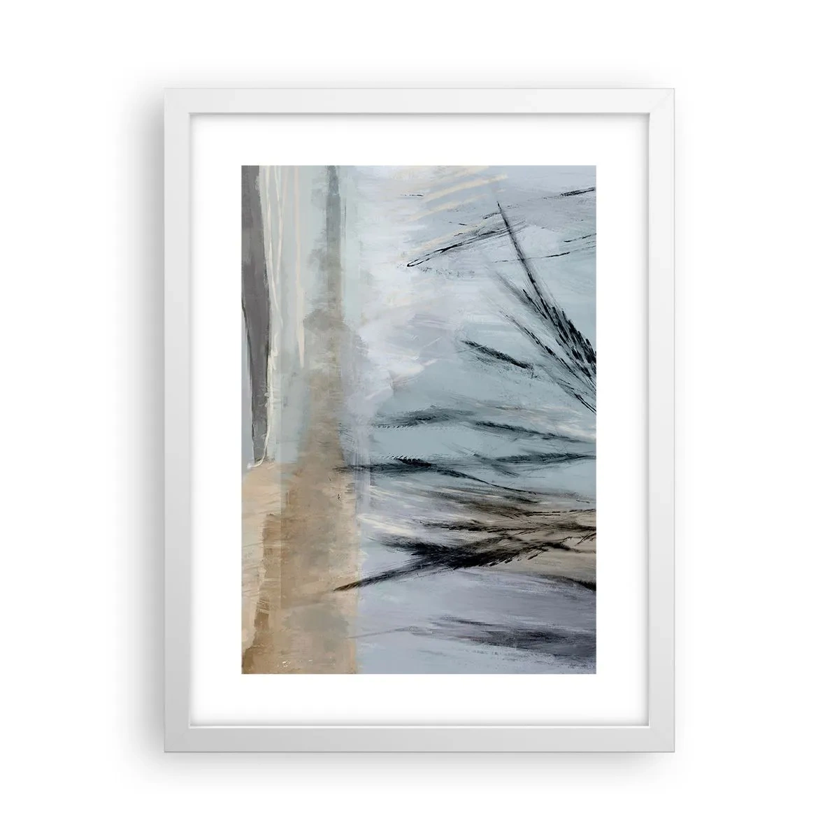 Poster în ramă albă - Câmpuri de iarnă - 30x40 cm
