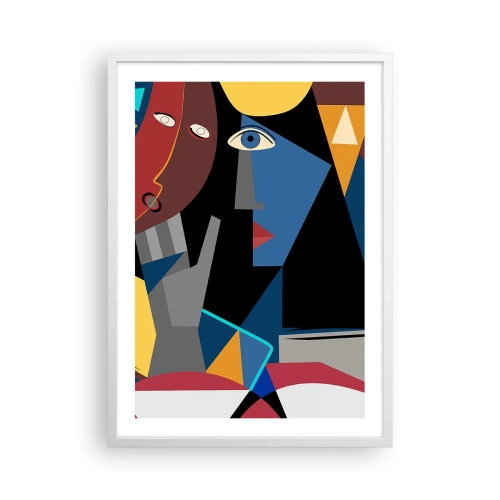 Poster în ramă albă - Discuția cubiștilor - 50x70 cm
