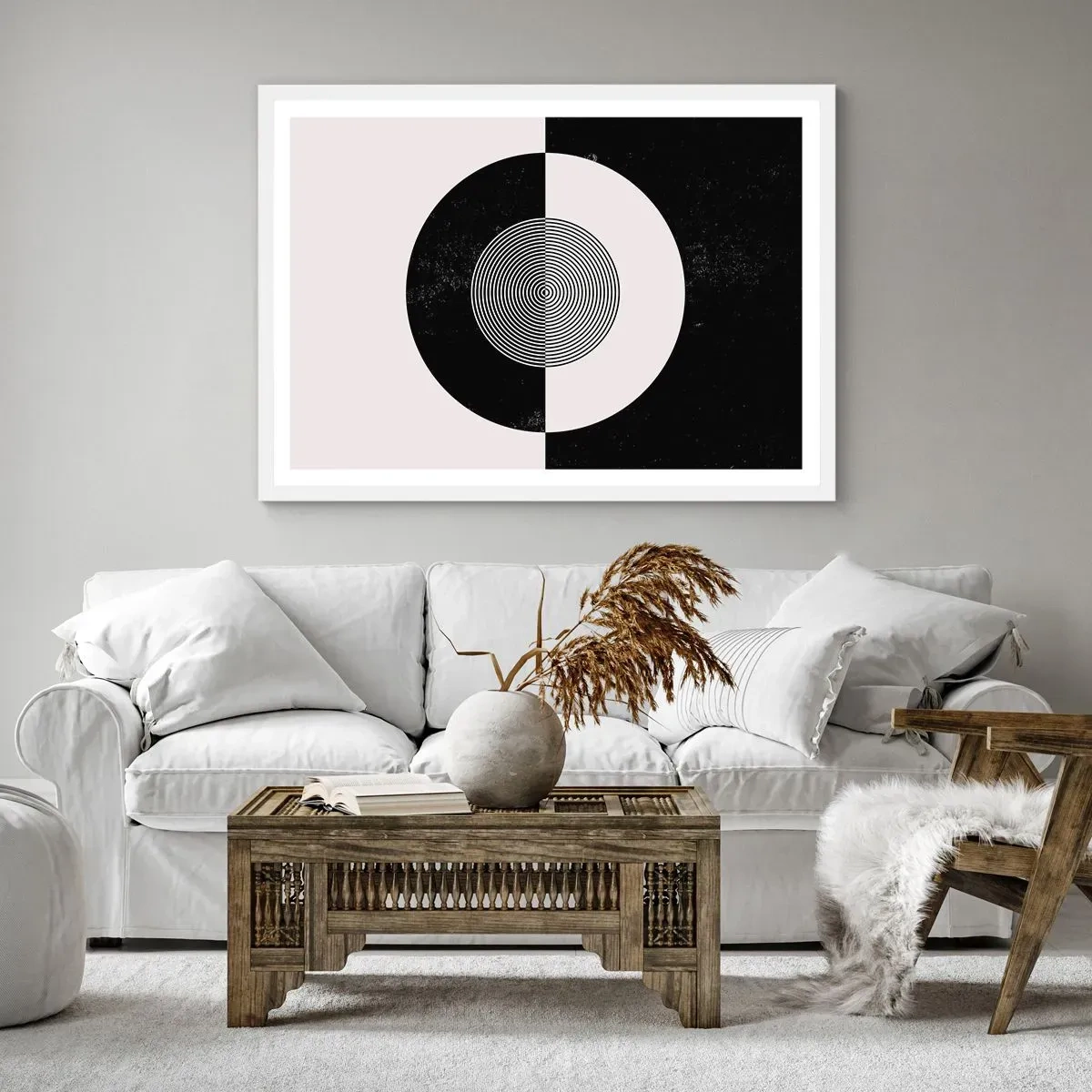Poster în ramă albă - Armonie în alb și negru - 70x50 cm