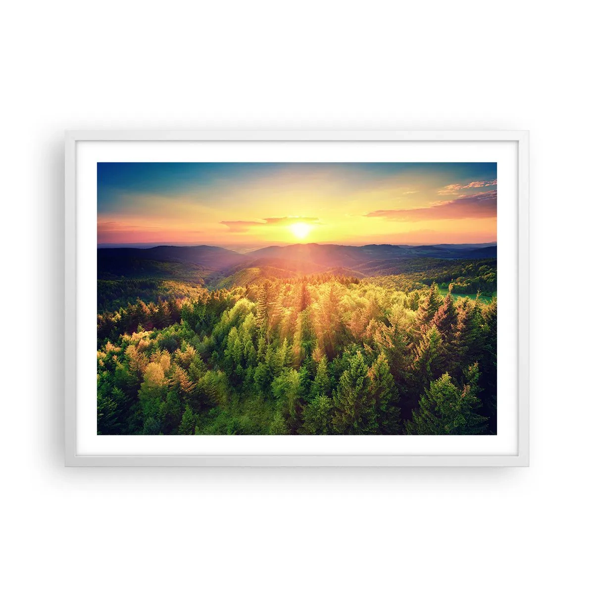 Poster în ramă albă - Vârfuri și culmi - 70x50 cm