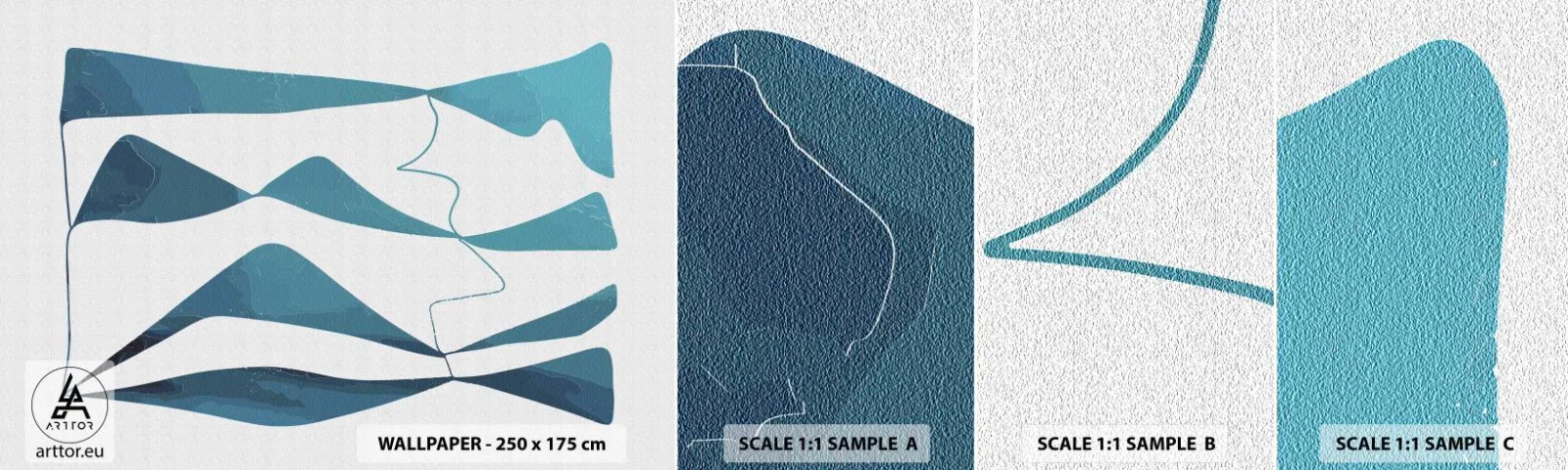 Mostră de Tapet Standard Eco - Abstracție: relație turcoaz - Minimalism, Elemente, Abstracția - 100x30 cm