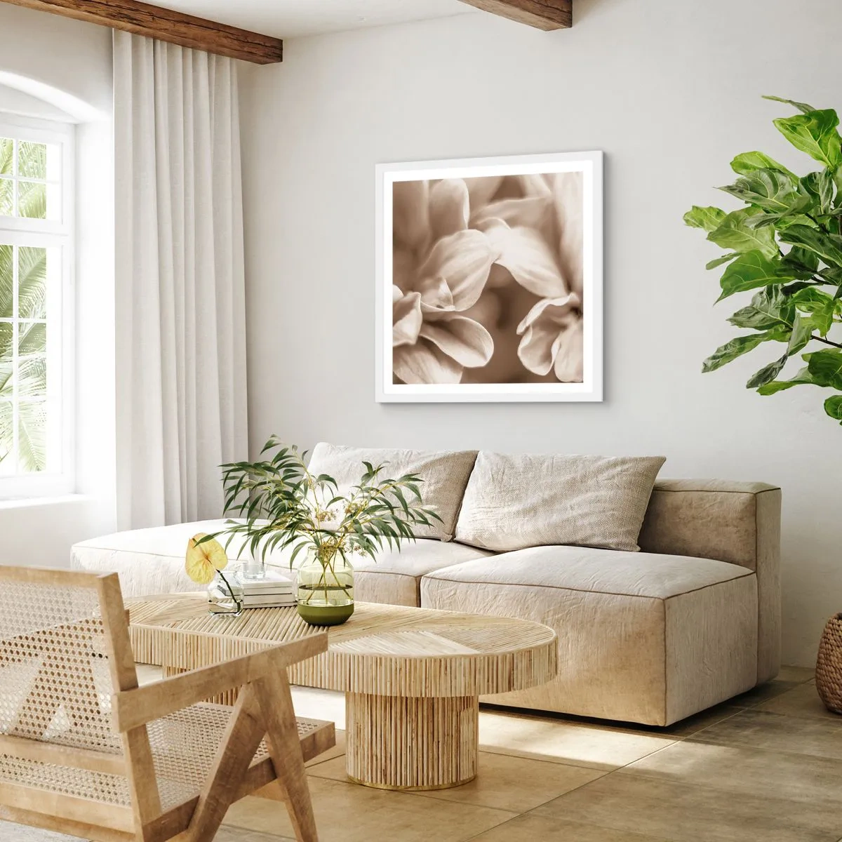 Poster în ramă albă - Blânde ca un zâmbet - 60x60 cm