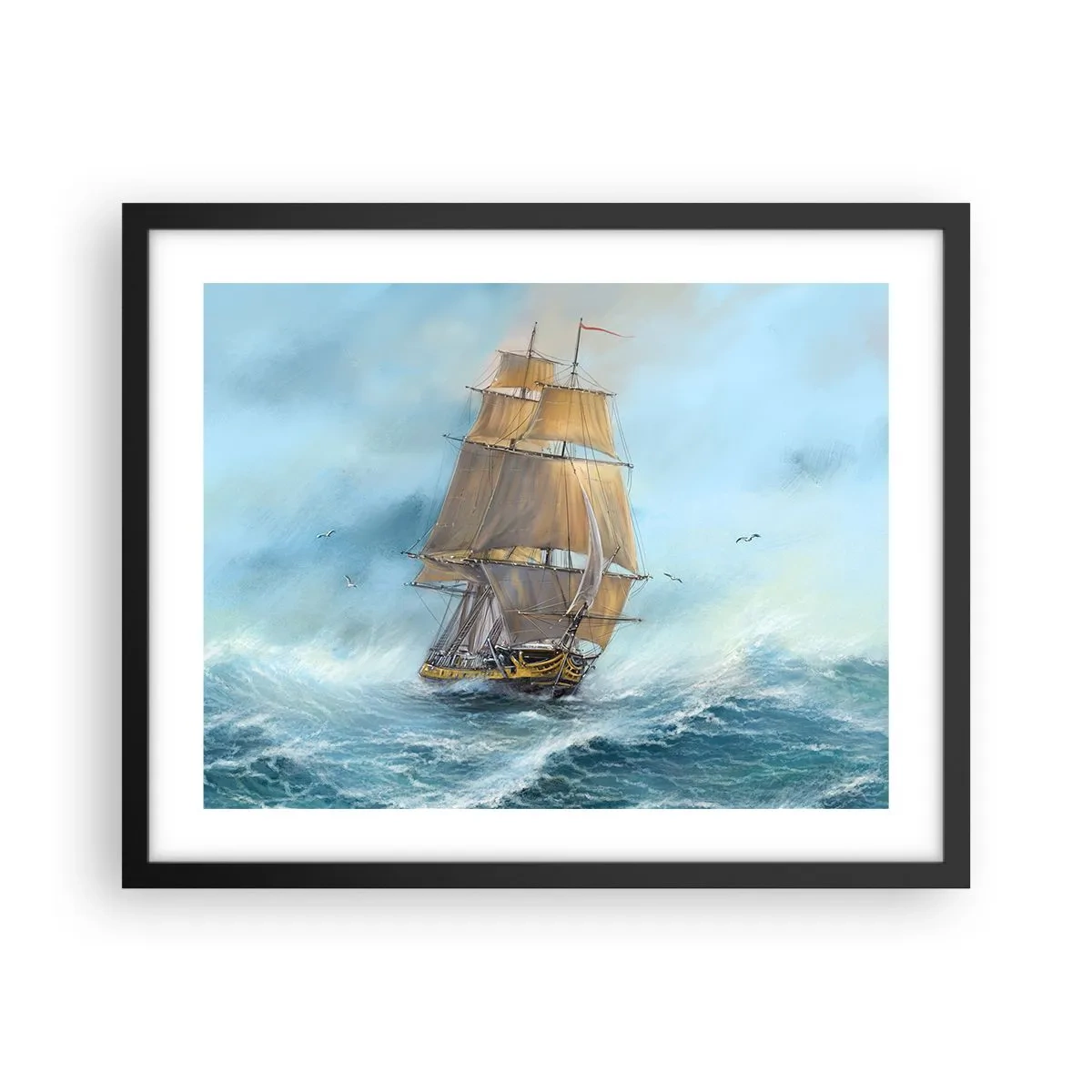 Poster în ramă neagră - Rulează pe valuri - 50x40 cm