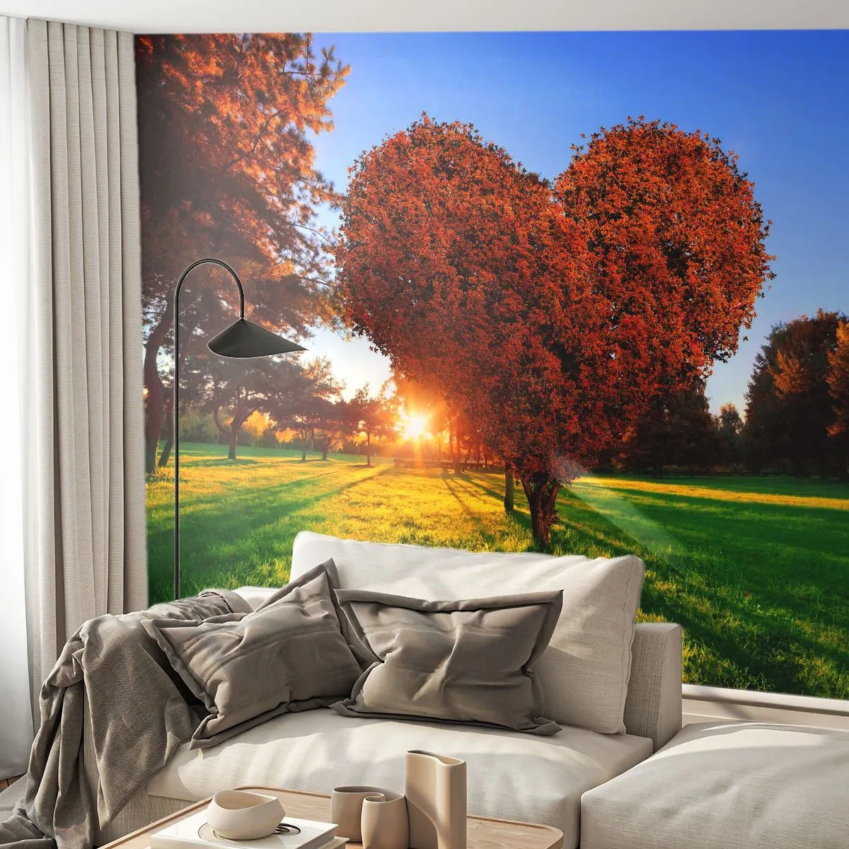 Tapet Premium Sand - Și cum să nu iubești toamna? - Peisaj, Copac, Raze de soare - 100x70 cm