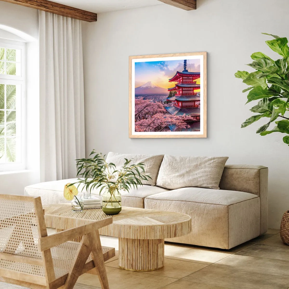 Poster în ramă de stejar deschis - Esența spiritului japonez - 40x40 cm
