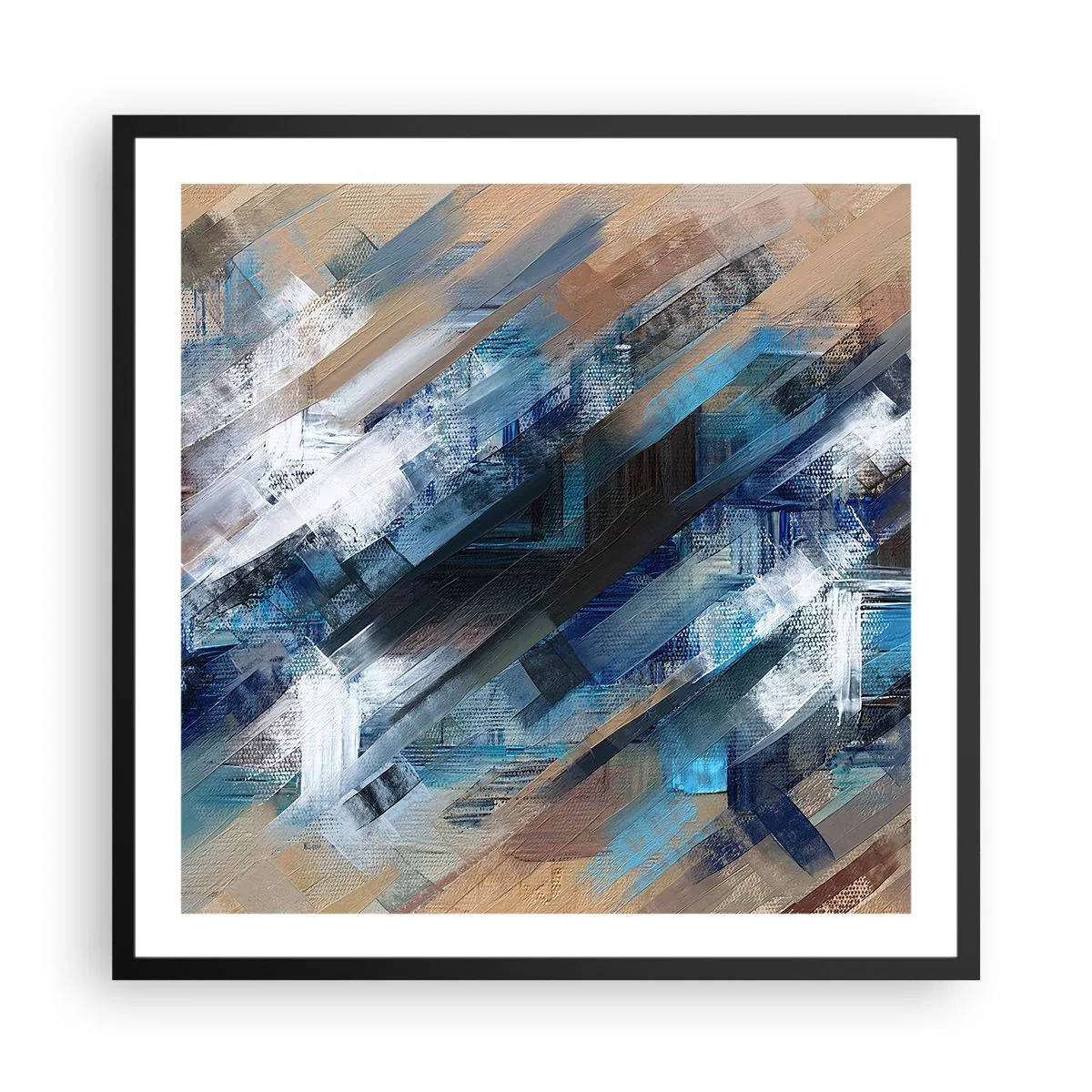 Poster în ramă neagră - Pe o pantă albastră - 60x60 cm