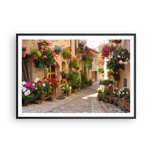 Poster în ramă neagră - Într-un potop de flori - 100x70 cm