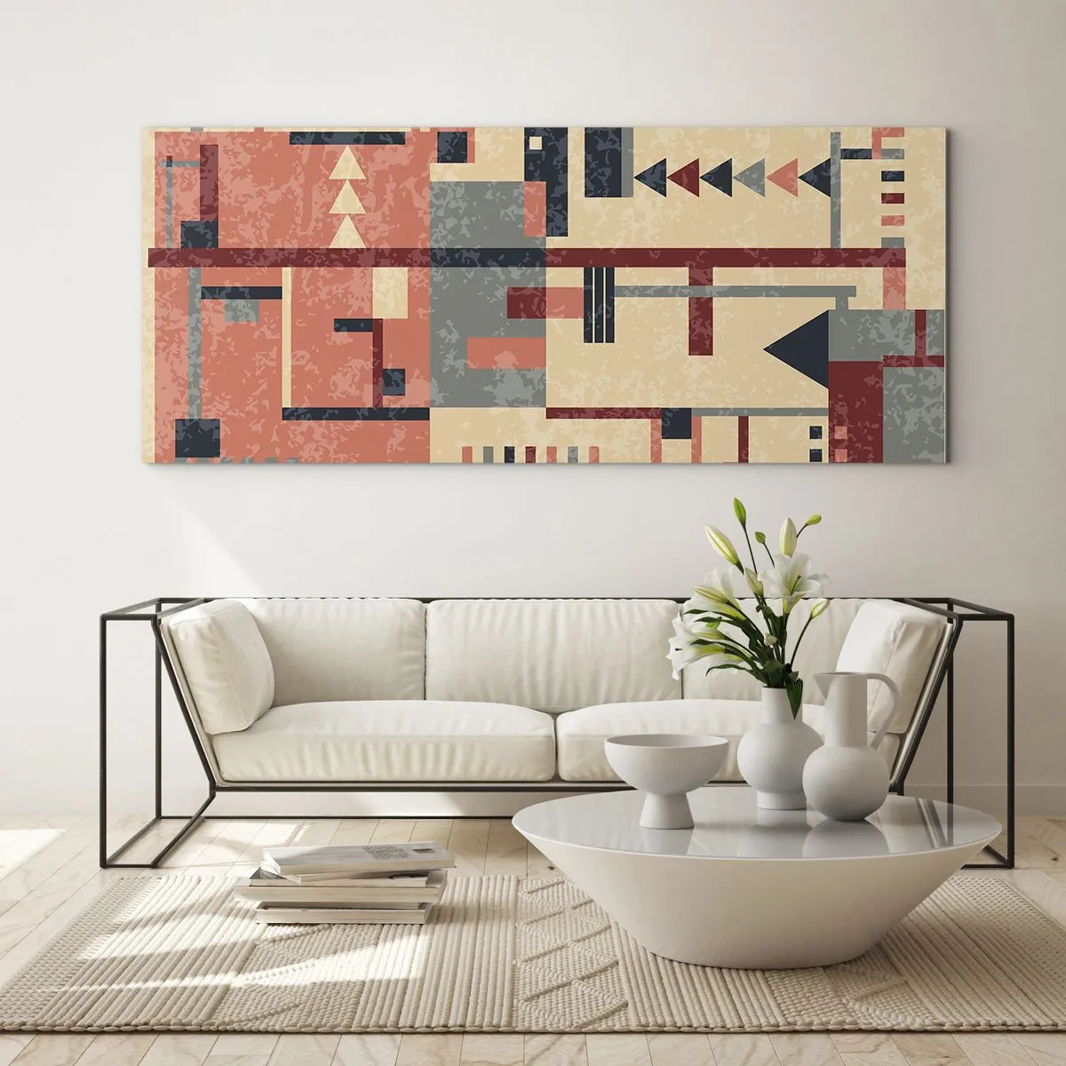 Tablou pe sticlă - Combinație de verticale și orizontale - 120x50 cm