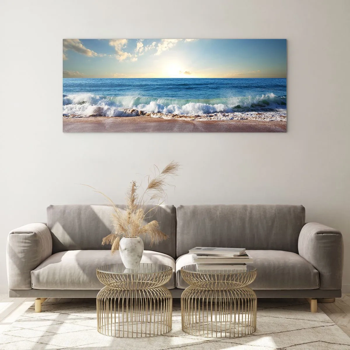 Tablou pe sticlă - Mișcare și liniște în același timp - 90x30 cm