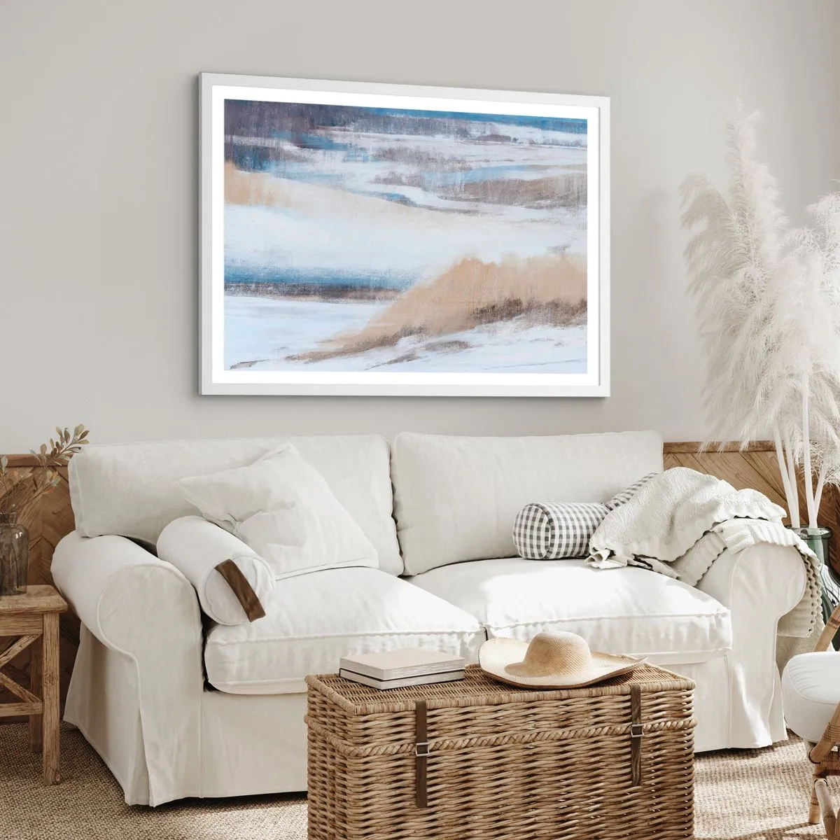 Poster în ramă albă - Compoziție de iarnă - 70x50 cm
